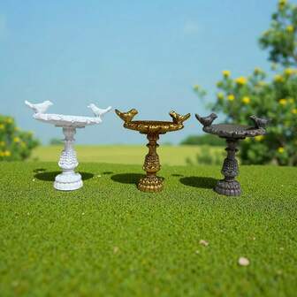 1 pieza Comedero de pájaros con base de loto de resina con 2 tazones, adecuado para decoración de jardín al aire libre, permitiendo que los pájaros se alimenten felizmente