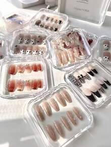 5/1 pieza Caja de almacenamiento de joyas transparente, organizador portátil con tapa abatible, estuche de exhibición de acrílico para joyas y cosméticos, caja de almacenamiento de escritorio de plástico compacta para salón de uñas y hogar, organizador de cuentas y herramientas de arte de uñas DIY, ideal como regalo de Navidad, estuche portátil para arte de uñas, adecuado para entusiastas de las uñas y las joyas, reutilizable en múltiples escenarios - Multicolor - Ver 4