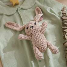 Handmade Crocheted Rabbit, Baby Rattle, Grasping Toy, 3D Adorable Design, Detailed, Attracts Baby's Attention, Develops Baby's Hearing, Perfect Birthday, Halloween, Christmas Gift For Baby