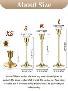 Cirelle 3pcs Brass Gold/Black Metal Tapered Candle Holders, Vintage Modern Decorative Centerpiece Candlestick For Fireplace, Wedding, Party, Housewarming Gift Gifts Birthday Graduation,Cozy Home, Rama Table Decor, Mother's Day Gift, Party Use, Family Dining, High-End Restaurants Supplies, Wedding Decor - Multicolor - View 9