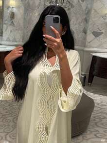 Women's Elegant Long Cardigan, Lightweight Outerwear Suitable For Daily Wear, New Style For Spring/Summer - أصفر فاتح - مشاهدة 3