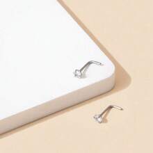 1pc Mini Heart L-Shaped Nose Stud - Cute Bohemian Zinc Alloy Nose Piercing Jewelry, Small & Durable Design For Parties, Music Festivals, Casual Attire - Women's Fashion Accessories, Nose Jewelry, Party Accessories, Stylish Accessory, Sleek Finish, Festival Goers, Hypoallergenic Jewelry, Adults - 彩色 - 查看 4