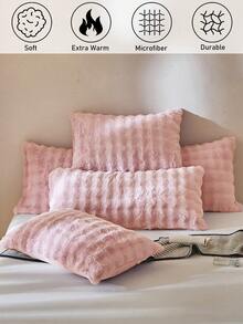 2pcs Pink Faux Fur Flannel Pillowcase, Modern Decorative Body Pillow Cover, Suitable For Winter, Soft & Warm, Machine Washable, Pillow Insert Not Included - Pink - View 2