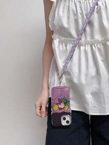 Correa de teléfono estilo coreano a cuadros con pliegues y correa larga, correa de bolso cruzado, compatible con Android y la mayoría de teléfonos inteligentes, regalo para madre, familia, amigos, niños, cumpleaños, vacaciones - Multicolor - Ver 2