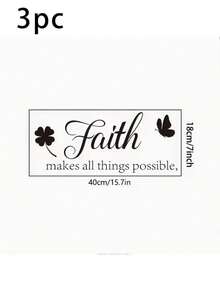 1/3pcs Motivational English Letter Wall Stickers, Butterfly & Clover Pattern, Self-Adhesive PVC Material, Suitable For Bedroom, Living Room, Study And Other Home Decor, Butterfly Decor - Black - View 7