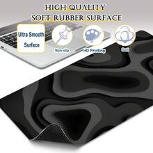 1 tấm lót bàn chơi game cỡ lớn kiêm tấm lót chuột - Thiết kế xoáy đen xám, bề mặt chống trượt, diện tích phủ bàn phím rộng, chất liệu sợi bền chắc với đế cao su, thảm lót bàn máy tính/văn phòng/gia đình cho PC, Laptop, dàn máy chơi game (Họa tiết vân đá cẩm thạch, hình chữ nhật) - Lý tưởng cho không gian làm việc, họa tiết xoáy đen xám thời trang. - Nhiều màu - Xem 12