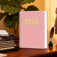 Planificador de Calendario para 2026 - Agenda De Planificacin De 12 Meses Con Encuadernacin En Espiral Planificador Diario 2026 - Para El Trabajo Acadmico Estudiantes Profesores Familia Hogar Col - Rosa - Ver 3