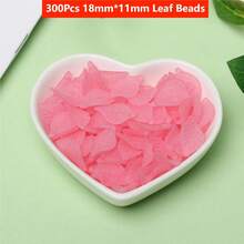 300Pcs 18*11mm Candy Color Acrylic DIY Jewelry Making Frosting Leaf Mini Pendant Jewelry Accessories - 300個18x11毫米樹葉珠 - 查看 15