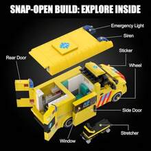 Emergency Ambulance Building Block Set International Rescue Vehicle Model Kit Removable Roof And Functional Doors Display Collectible City Truck Compatible With  Ambulance Set 618 PCSNot Only Can It Bring Enjoyment, But It Also Has Educational Value. - Multicolor - View 5
