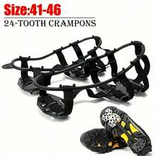 1 Pair 24-Tooth Anti-Slip Ice Cleats - Ice Snow Shoe Covers, Suitable For Hiking, Climbing, Walking, Running And Hunting