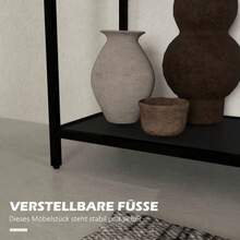 Console Table With 2 Shelves, Hallway Table With Glass Top, Shoe Rack, Steel, Black, 100x30x78 Cm - Black - View 6