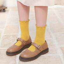 10/7/3 Pairs Kids Solid Color Mid-Calf Socks, Japanese School Style Socks, Vibrant Colors, Ruffle Trim Design, Casual & Fashionable, Soft & Comfortable, Suitable For Daily Wear In Spring, Summer, Autumn And Winter, Fits Children Aged 2-12, Exquisite Gift, New Year Socks - Multicolor - View 12
