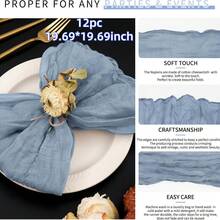 6/12/18/24/30pcs Set Sage Green Cheesecloth Napkins, Multi-Color Options Cheesecloth Napkins, Bali Cheesecloth Napkins, Rustic Boho Lavender Napkins, Suitable For Family Dinner, Restaurant, Wedding, Party, Dining Table Decor - Multicolor - View 32