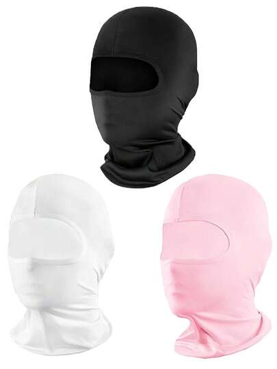 1pc/2pcs Unisex Solid Color Balaclava Face Mask, Suitable For Skiing, Football Sports, Lightweight And Convenient, Sun Protection, Cycling Specific