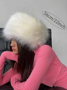 1顶可爱仿毛皮保暖圆顶帽，休闲户外徒步骑行保暖蓬松帽，秋冬季 - 彩色 - 查看 8