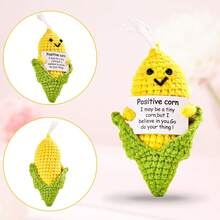 1件Hoedia手工制作情感泡菜礼物，情感黄瓜钩针玩偶励志礼物附赠卡片，可爱针织趣味支持泡菜土豆朋友…… - 彩色 - 查看 2