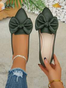 Dark Green PU-dark Green Big Bow
