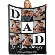 Custom Photo Flannel Blanket ,Personalized Soft Memory Blanket Designed For Daily Comfort And Sentimental Moments.Perfect For Use On Bedding, Sofas, Or Indoors And Outdoors, This Blanket Is An Ideal Customized Gift For Christmas, Birthdays, Anniversaries, Weddings, Valentine's Day, Mother's Day, Father's Day, Graduations, Housewarming, Or As A Special Gesture For Friends, Family, And Loved Ones - Including Him, Her, Wife, Husband, Mom, Dad, Boyfriend, Girlfriend, Grandparents, Siblings, And More.Suitable For All Seasons, It Is Breathable, Lightweight, Soft, Comfortable, And Machine Washable.Whether Used In The Bedroom, Living Room, Dining Room, Bathroom, Tea Room, Car, Or On The Sofa, This Elegant And Practical Blanket Offers A Unique And Custom Touch - Making It A Heartfelt And Functional Gift For Any Occasion. - 款式-19 - 查看 14