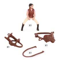 逼真野生动物模型套装，包括马、白马、赛马、骑师、马术、名马模型，适用于农场娃娃屋、微缩景观装饰 - 馬 - 查看 3