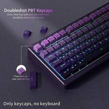134键PBT双色注塑键帽套装，渐变紫色，OEM高度，高品质，兼容MX轴，适用于60/65/75/87/98/104/108键机械键盘 - 紫色 - 查看 3