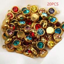 10pcs/20pcs Stainless Steel Crystal Beads Pendant In Mixed Colors, Suitable For Birthstone, Crystal Amulet, Bracelet, Jewelry Making DIY For Necklace, Bracelet, Earrings, Valentine And Birthday Gift - Stainless Steel Birthstone Pendant - View 16