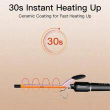 Hatteker 1pc 9MM Ceramic Curling Iron With Negative Ion Hair Care, Retro Perm Curl Hairstyling - Pink - View 5