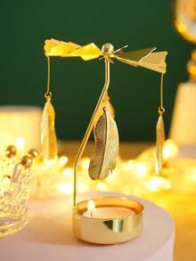 1 pieza Soporte giratorio de vela de cera caliente dorado, molino de viento decorativo giratorio, regalo creativo para Halloween y Navidad, set de soporte de vela giratorio, adecuado para bodas románticas, fiestas de Navidad, decoración de mesa de comedor en el hogar, regalos festivos, Ramadán, Eid islámico, eventos de Ramadán - Multicolor - Ver 11