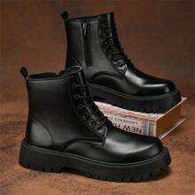 Men's Thick Sole Boots, New Retro British Style Increased Height Ankle Boots, Versatile Streetwear Work Boots