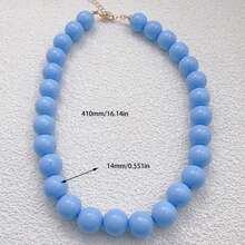 1pc Shiny Beaded Necklace, Suitable For Daily Wear - Royal Blue - View 11