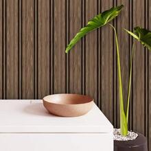 Adhesive Wallpaper With Rustic Oak Wood Ribbed Pattern And Thick Strips - Multicolored 29 - View 5