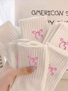 Women's Bow Pattern Casual Short Socks - White - View 3