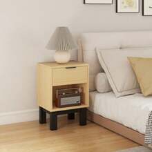 Nightstand, Bedside Table With Drawer, Open Compartment, Bedside Cabinet For Bedroom, Living Room, 35 X 26 X 50 Cm, Oak - Khaki - View 1