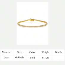 MDFUN 2.0毫米男女通用网球手链，18K白金/黄金镀层，2毫米圆形立方氧化锆经典网球手链，母亲节礼物，女士圣诞节珠宝礼物 - 金色 - 查看 12