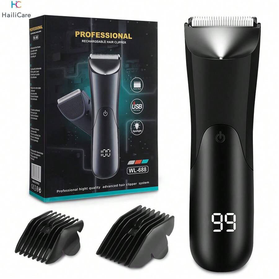 Hailicare Full-Body Hair Trimmer For Men, Smart Digital Display Ceramic Blade Body Clipper, Long Battery Life With LED Light,Perfect Grooming Gift For Boyfriend & Husband - Multicolor - View 1