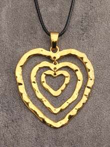 1 件时尚优雅金色不对称扭曲吊坠项链，适合送给男朋友、女朋友、家人、日常配饰的礼物 - 臘繩 - 查看 19