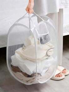 1个可折叠收纳箱 - 多功能家用整理篮，可收纳杂物和日常用品；大容量弹出式洗衣篮，带提手；透气脏衣篮，适用于浴室；开学季必备