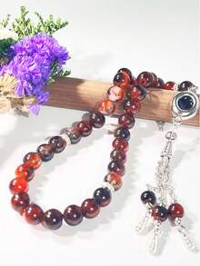 1 chuỗi hạt cầu nguyện Tasbih 33 hạt bằng thủy tinh màu xám vân đá, chuỗi hạt cầu nguyện Hồi giáo Misbaha dành cho phụ kiện tôn giáo Trung Đông Ả Rập. - Nhiều màu - Xem 3