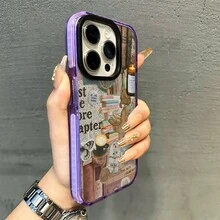 Vintage Books Phone Case, Aesthetic Style,Phone Case For IPhone 17 Pro Max 17 Air 17Pro 16 15 14 13 12 11 Pro Max, Books And Coffee Gift,Vintage Book Stack, Reading Lover Gift Idea, Vintage Bookworm Present, Antique Books Design, Literary Lover Present, Cozy Reading Nook Theme - Màu tím hoa cà - Xem 2