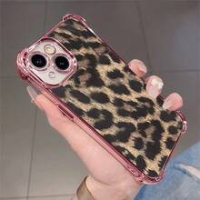 1pcs Leopard Print Phone Case Compatible with Apple Phone17ProMax 16 15 14Plus 11 12 13 ProMax, Antidrop Phone Case, Camera Protection Phone Case, Vintage, Personality, Fashion, Stunning, You Can Give It To Yourself or Can Be Given To Friends - Rosa - Ver 2