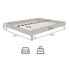 Modern Minimalist Bed Frame, 140*200CM, Beige, In Dutch Velvet, Low Slatted Base, Modern Style Bedroom Furniture, Without Gas Spring, Without Headboard Or Mattress. - Beige + Fabric + Metal + Memory Foam - View 3