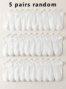 5/10/20 Đôi tất trắng cổ ngắn cho trẻ em, tất thể thao, tất trẻ em, thoáng khí, thoải mái, mềm mại, thích hợp cho mặc hàng ngày/chạy bộ/mặc thường ngày, phù hợp cho bé trai và bé gái từ 1-16 tuổi. - Nhiều màu - Xem 7