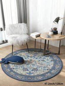 1 件圆形地毯，隐藏蓝色花卉图案，10 毫米厚绒毛，触感柔软舒适，易于保养，防滑底背，适用于大堂、卧室、客厅、浴室、厨房、办公室、房间装饰、门垫、节日庆典等场所。 - 藏蓝色 - 查看 13