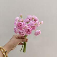 6pcs Artificial Ranunculus Flowers, Velvet Mini Bouquet, Loose Faux Flowers For Wedding Decor, Tabletop Arrangement, Bridal Shower, Made Of Polyester - Multicolor - View 21