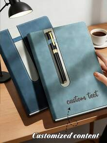 A5 Notebook With Pen Holder, Convenient To Carry; Personalized Laser Engraved; Minimalist Style; Personalized Laser Engraved Text; Elegant Business Office Notebook; Suitable For School And Office; Ideal Graduation Gift; Back To School Essential