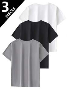 3pcs/Set Teen Boys' Sports Short Sleeve T-Shirts, Lightweight Outdoor Running, Basketball, Football Tops For Summer - Multicolor - View 2