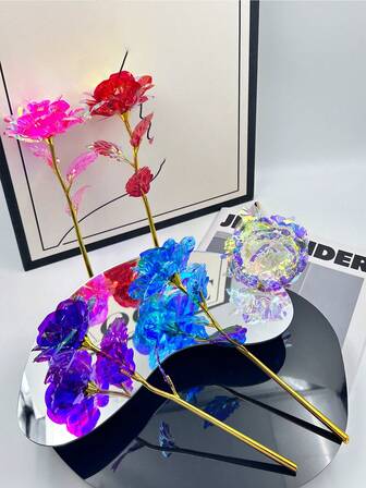 10 יחידות, ורד נייר זהב, פרח נצחי, ורד מלאכותי נצחי, ורד רומנטי נצחי, מתנת יום הולדת ליום האהבה, מתנת יום האם, עיצוב הבית