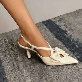 Tacones altos de punta con lazo para mujer, con corte lateral y una correa, zapatos de vestir versátiles y de moda