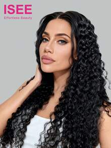 ISEE Hair Wear And Go Glueless Upgrade Deep Wave 6*4 Lace HD Lace Closore Wig Pre-Plucked Hairline & Pre-Cut Lace Unprocessed Human Wig Hair 180% Density 16-30 Inch High Density High Quality Wig - SNatural - View 2