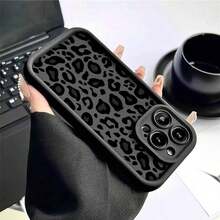 1pc Leopard Print Shockproof Protective Phone Case, Thick Anti-Slip Cover Compatible With IPhone, Honor, Redmi, Galaxy S22, S21, S22, S23, S24, S25 Ultra, A55, A35 - Negro - Ver 7