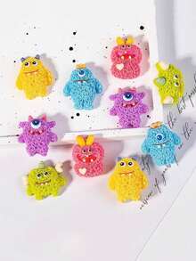 2/5pcs Monster Fridge Magnets, Funny Cute Monster Fridge Stickers, Cartoon Ugly Resin Creature Fridge Magnets, Creative Cabinet Decor, Cool Gift For Boys, Kids And Teens, Home Decor Party Favor, Holiday Gift - Plush Monster - View 8